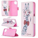 For Samsung Galaxy A12 Colored Drawing Pattern Horizontal Flip Leather Case with Holder & Card Slots & Wallet(Giraffe)