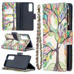 For Huawei P smart 2021 / Y7a Colored Drawing Pattern Zipper Horizontal Flip Leather Case with Holder & Card Slots & Wallet(Tree)