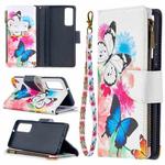 For Huawei P smart 2021 / Y7a Colored Drawing Pattern Zipper Horizontal Flip Leather Case with Holder & Card Slots & Wallet(Two Butterflies)