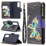 For Huawei P smart 2021 / Y7a Colored Drawing Pattern Zipper Horizontal Flip Leather Case with Holder & Card Slots & Wallet(Butterfly)