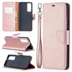 For Huawei P smart 2021 / Y7a Litchi Texture Pure Color Horizontal Flip PU Leather Case with Holder & Card Slots & Wallet & Lanyard(Rose Gold)