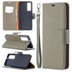 For Huawei P smart 2021 / Y7a Litchi Texture Pure Color Horizontal Flip PU Leather Case with Holder & Card Slots & Wallet & Lanyard(Grey)