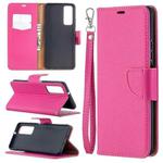 For Huawei P smart 2021 / Y7a Litchi Texture Pure Color Horizontal Flip PU Leather Case with Holder & Card Slots & Wallet & Lanyard(Rose Red)