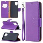 For Samsung Galaxy A12 Litchi Texture Pure Color Horizontal Flip PU Leather Case with Holder & Card Slots & Wallet & Lanyard(Purple)