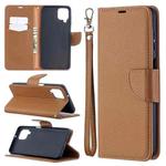 For Samsung Galaxy A12 Litchi Texture Pure Color Horizontal Flip PU Leather Case with Holder & Card Slots & Wallet & Lanyard(Brown)