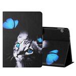 For Huawei MediaPad T5 10 inch Colored Drawing Horizontal Flip Leather Case with Holder & Card Slots(Butterfly Cat)