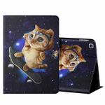 For Samsung Galaxy Tab A 10.1 2019 T515/T510 Colored Drawing Horizontal Flip Leather Case with Holder & Card Slots(Skateboard Cat)
