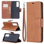 For Huawei P smart 2021 / Y7a Retro Lambskin Texture Pure Color Horizontal Flip PU Leather Case with Holder & Card Slots & Wallet & Lanyard(Brown)