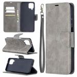 For Samsung Galaxy A12 Retro Lambskin Texture Pure Color Horizontal Flip PU Leather Case with Holder & Card Slots & Wallet & Lanyard(Grey)
