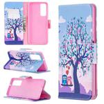 For Huawei P smart 2021 / Y7a Colored Drawing Pattern Horizontal Flip Leather Case with Holder & Card Slots & Wallet(Tree)