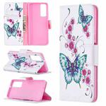 For Huawei P smart 2021 / Y7a Colored Drawing Pattern Horizontal Flip Leather Case with Holder & Card Slots & Wallet(Two Butterflies)