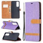 For Huawei P smart 2021 / Y7a Lite Color Matching Denim Texture Horizontal Flip Leather Case with Holder & Card Slots & Wallet & Lanyard(Purple)