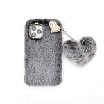 For iPhone 12 mini Solid Color Plush Love Pendant TPU Protective Case (Black)