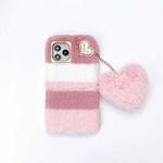 For iPhone 12 mini Color Matching Plush Love Pendant TPU Protective Case