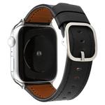 For Apple Watch Series 7 41mm / 6 & SE & 5 & 4 40mm / 3 & 2 & 1 38mm Modern Style Buckle Genuine Leather Strap(Black)