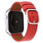 For Apple Watch Series 7 45mm / 6 & SE & 5 & 4 44mm / 3 & 2 & 1 42mm Modern Style Buckle Genuine Leather Strap(Red)