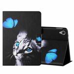 For Lenovo Tab M10 HD 2nd Gen TB-X306X Colored Drawing Horizontal Flip Leather Case with Holder & Card Slots & Sleep / Wake-up Function(Butterfly Cat)