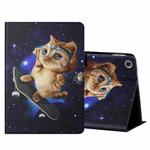 For Lenovo Tab FHD M10 Plus X606F Colored Drawing Horizontal Flip Leather Case with Holder & Card Slots & Sleep / Wake-up Function(Skateboard Cat)