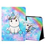 For Amazon Kindle Fire HD8 (2020) Colored Drawing Horizontal Flip Leather Case with Holder & Card Slots & Sleep / Wake-up Function(Unicorn)