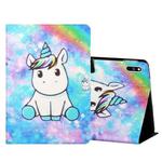 For Huawei MatePad 5G 10.4 BAH3-AN10 Colored Drawing Horizontal Flip Leather Case with Holder & Card Slots & Sleep / Wake-up Function(Unicorn)