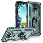 For LG K40S Shockproof TPU + PC Protective Case with 360 Degree Rotating Holder(Dark Green)