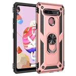 For LG K51S Shockproof TPU + PC Protective Case with 360 Degree Rotating Holder(Rose Gold)