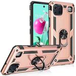 For LG K92 5G Shockproof TPU + PC Protective Case with 360 Degree Rotating Holder(Rose Gold)