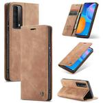 For Huawei P Smart 2021 CaseMe-013 Multifunctional Retro Frosted Horizontal Flip Leather Case with Card Slot & Holder & Wallet(Brown)