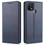 For OPPO A15 AZNS Magnetic Calf Texture Horizontal Flip Leather Case with Card Slots & Holder & Wallet(Dark Blue)
