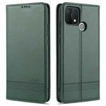 For OPPO A15 AZNS Magnetic Calf Texture Horizontal Flip Leather Case with Card Slots & Holder & Wallet(Dark Green)