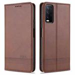 For vivo Y20 AZNS Magnetic Calf Texture Horizontal Flip Leather Case with Card Slots & Holder & Wallet(Dark Brown)