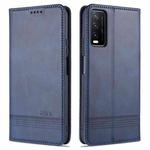 For vivo Y20 AZNS Magnetic Calf Texture Horizontal Flip Leather Case with Card Slots & Holder & Wallet(Dark Blue)