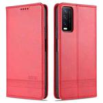 For vivo Y20 AZNS Magnetic Calf Texture Horizontal Flip Leather Case with Card Slots & Holder & Wallet(Red)