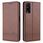 For vivo Y70s / Y51s / IQOO U1 AZNS Magnetic Calf Texture Horizontal Flip Leather Case with Card Slots & Holder & Wallet(Dark Brown)