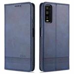 For vivo Y70s / Y51s / IQOO U1 AZNS Magnetic Calf Texture Horizontal Flip Leather Case with Card Slots & Holder & Wallet(Dark Blue)
