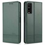 For vivo Y70s / Y51s / IQOO U1 AZNS Magnetic Calf Texture Horizontal Flip Leather Case with Card Slots & Holder & Wallet(Dark Green)