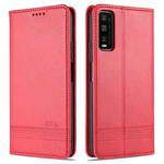 For vivo Y70s / Y51s / IQOO U1 AZNS Magnetic Calf Texture Horizontal Flip Leather Case with Card Slots & Holder & Wallet(Red)