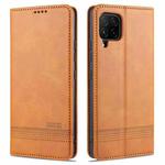 For Samsung Galaxy A42 5G AZNS Magnetic Calf Texture Horizontal Flip Leather Case with Card Slots & Holder & Wallet(Light Brown)