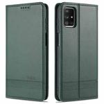 For Samsung Galaxy M51 (Side Fingerprint) AZNS Magnetic Calf Texture Horizontal Flip Leather Case with Card Slots & Holder & Wallet(Dark Green)