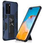 For Huawei P40 Shockproof TPU + PC Magnetic Protective Case with Holder(Blue)