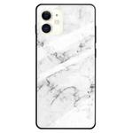 For iPhone 12 mini Fashion Marble Tempered Glass Protective Case (White)