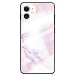 For iPhone 12 mini Fashion Marble Tempered Glass Protective Case (Pink)