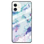 For iPhone 12 mini Fashion Marble Tempered Glass Protective Case (Ink Purple)