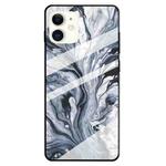 For iPhone 12 mini Fashion Marble Tempered Glass Protective Case (Ink Black)