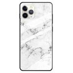 For iPhone 12 / 12 Pro Fashion Marble Tempered Glass Protective Case(White)