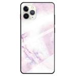 For iPhone 12 / 12 Pro Fashion Marble Tempered Glass Protective Case(Pink)