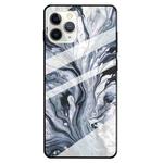For iPhone 12 / 12 Pro Fashion Marble Tempered Glass Protective Case(Ink Black)