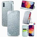 For Samsung Galaxy A50 Blooming Mandala Embossed Pattern Magnetic Horizontal Flip Leather Case with Holder & Card Slots & Wallet(Grey)