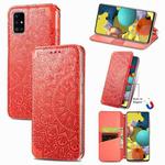 For Samsung Galaxy A51 5G Blooming Mandala Embossed Pattern Magnetic Horizontal Flip Leather Case with Holder & Card Slots & Wallet(Red)