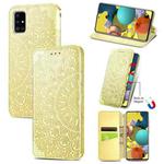 For Samsung Galaxy A71 5G Blooming Mandala Embossed Pattern Magnetic Horizontal Flip Leather Case with Holder & Card Slots & Wallet(Yellow)